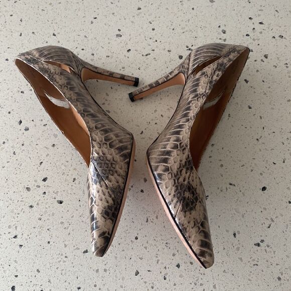 Ann Taylor Women's Snake Print Pointed Toe Leather Heel Pump Career Cocktail 7M - Picture 3 of 14